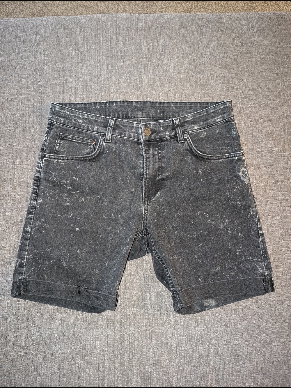 H&M Distressed Black Skinny Fit Denim Shorts
